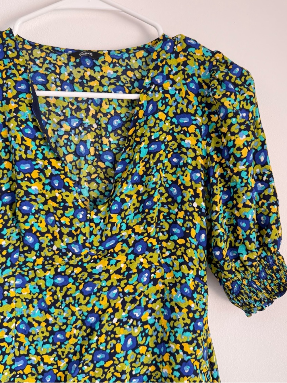 Rails Roma Dress Abstract Garden Print Green Blue Short Sleeve Size Small - Picture 6 of 10